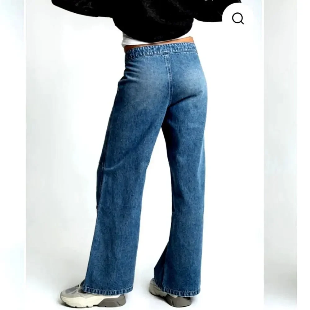 Rewash Low Pro Relax Sporty Jeans Skater 1(25) Baggy Wide Leg Denim Granola NWT - Picture 4 of 14